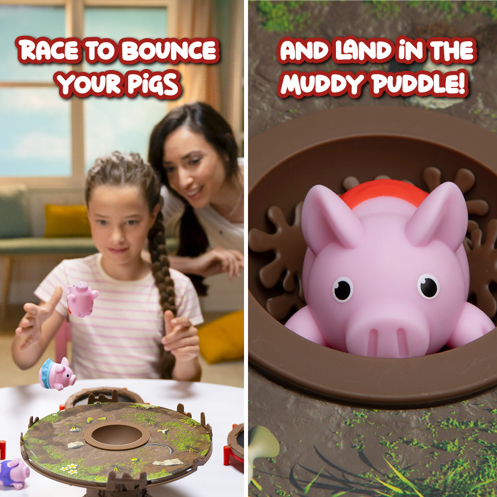 Trampoline setup for bouncing pigs in Pigs on Trampolines game
