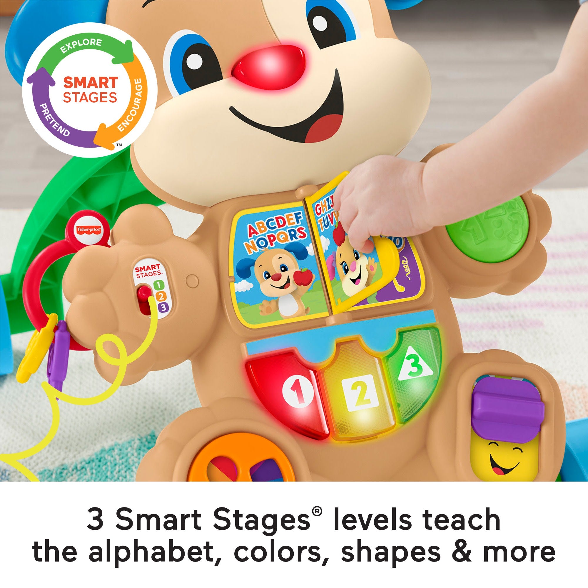 Close-up of Fisher-Price Smart Stages activities on the walker