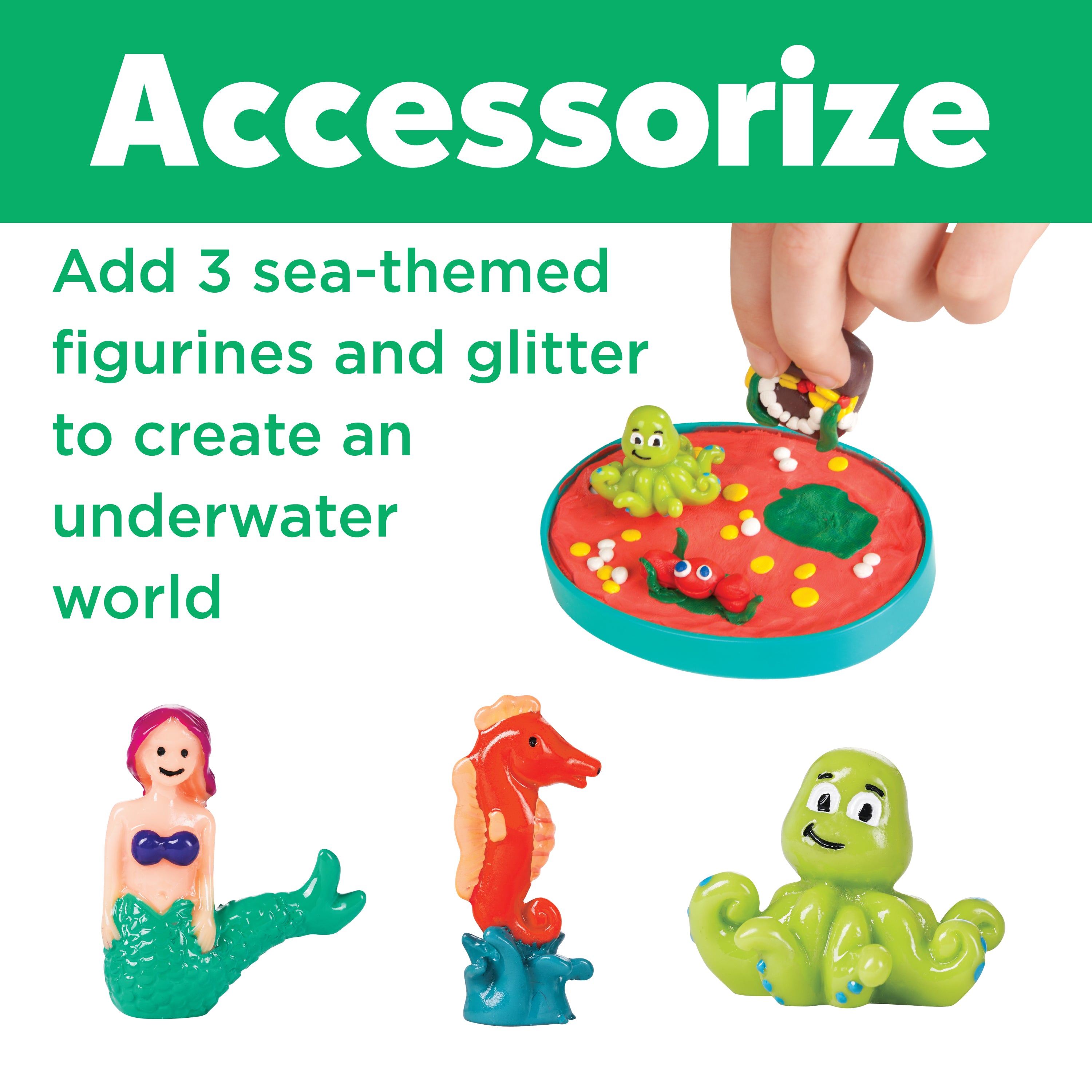 Modeling clay and ocean figurines included in the craft kit
