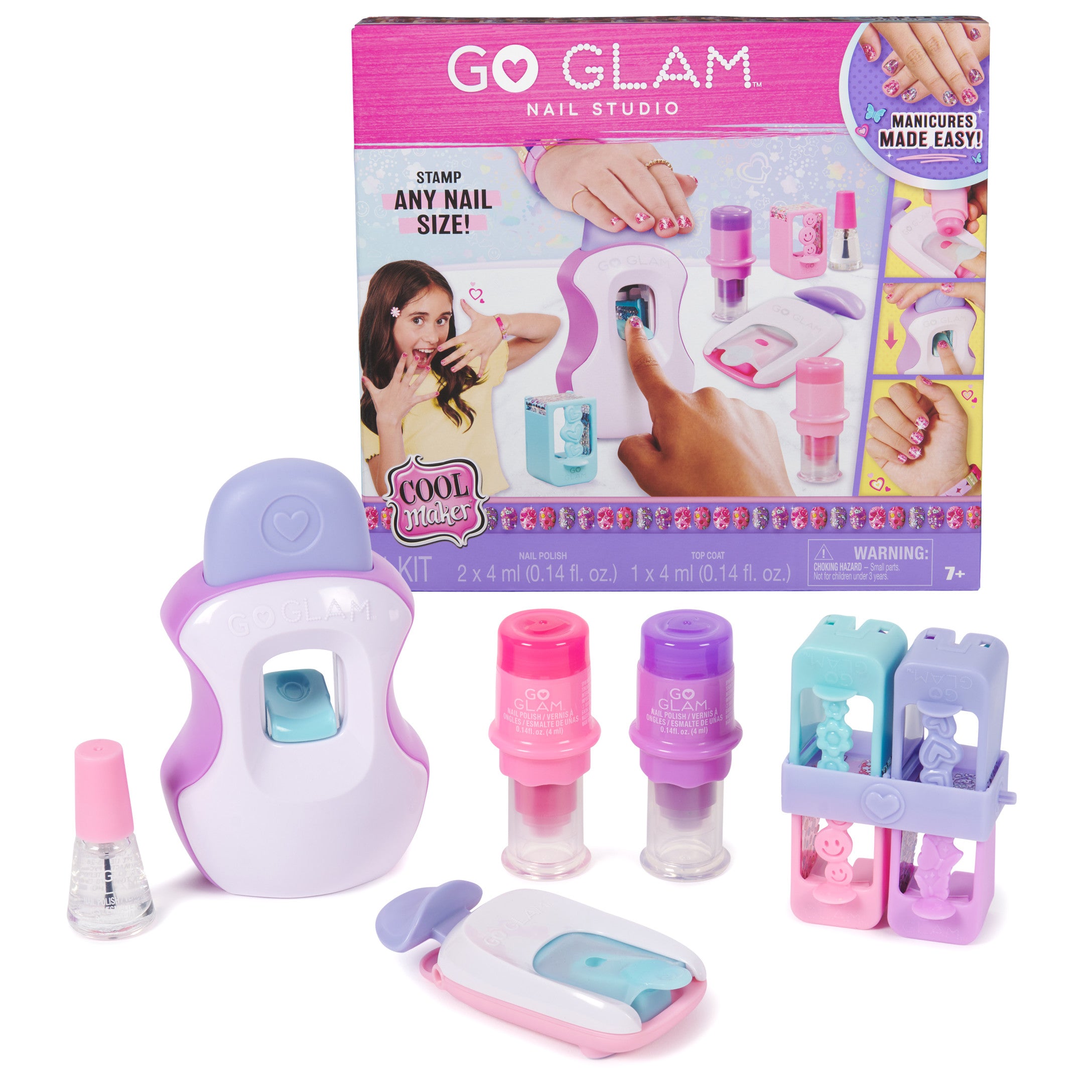 Cool Maker GO GLAM Nail Studio stamper kit with colorful design cartridges