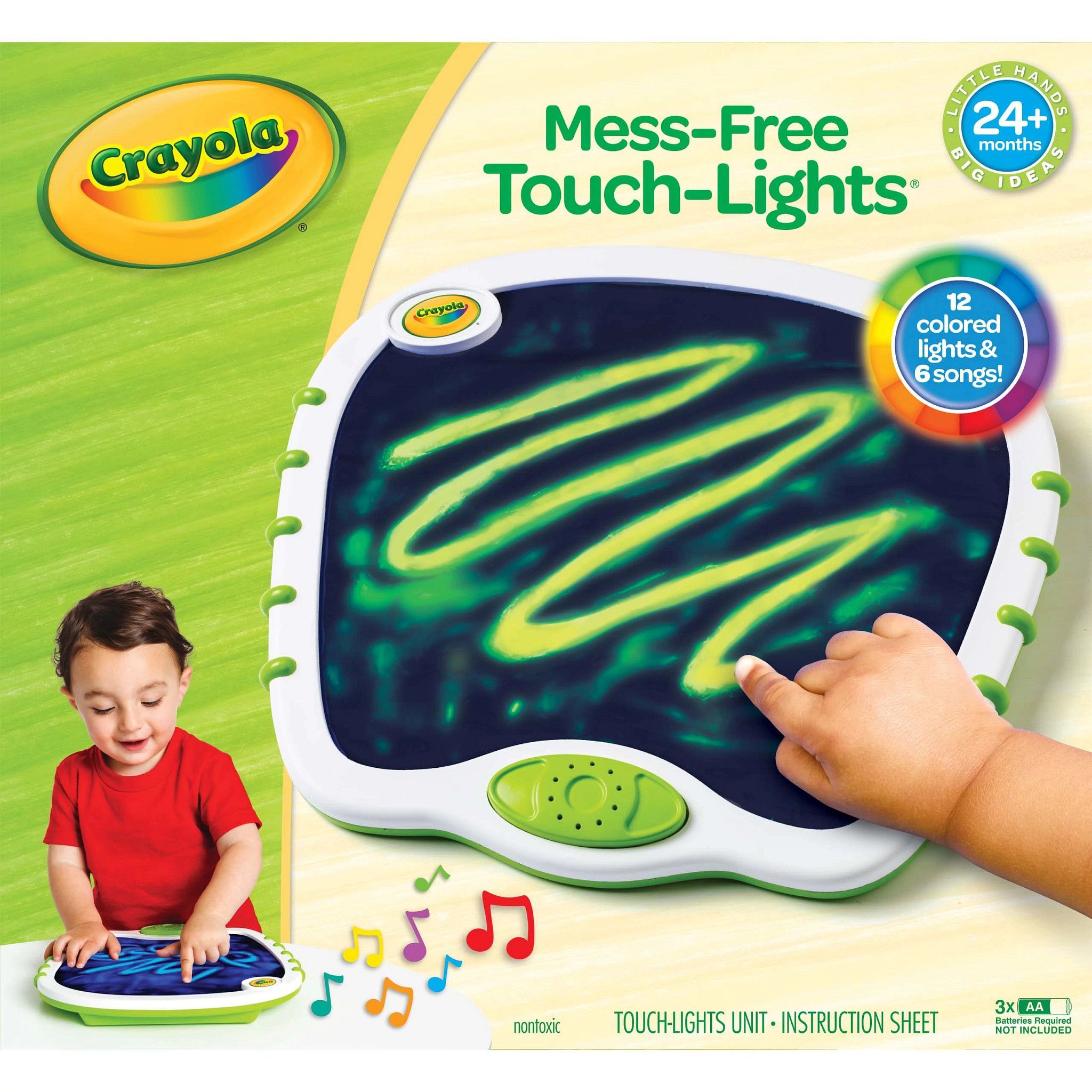 Crayola Touch Lights Musical Doodle Board with 12 light colors and 6 songs.
