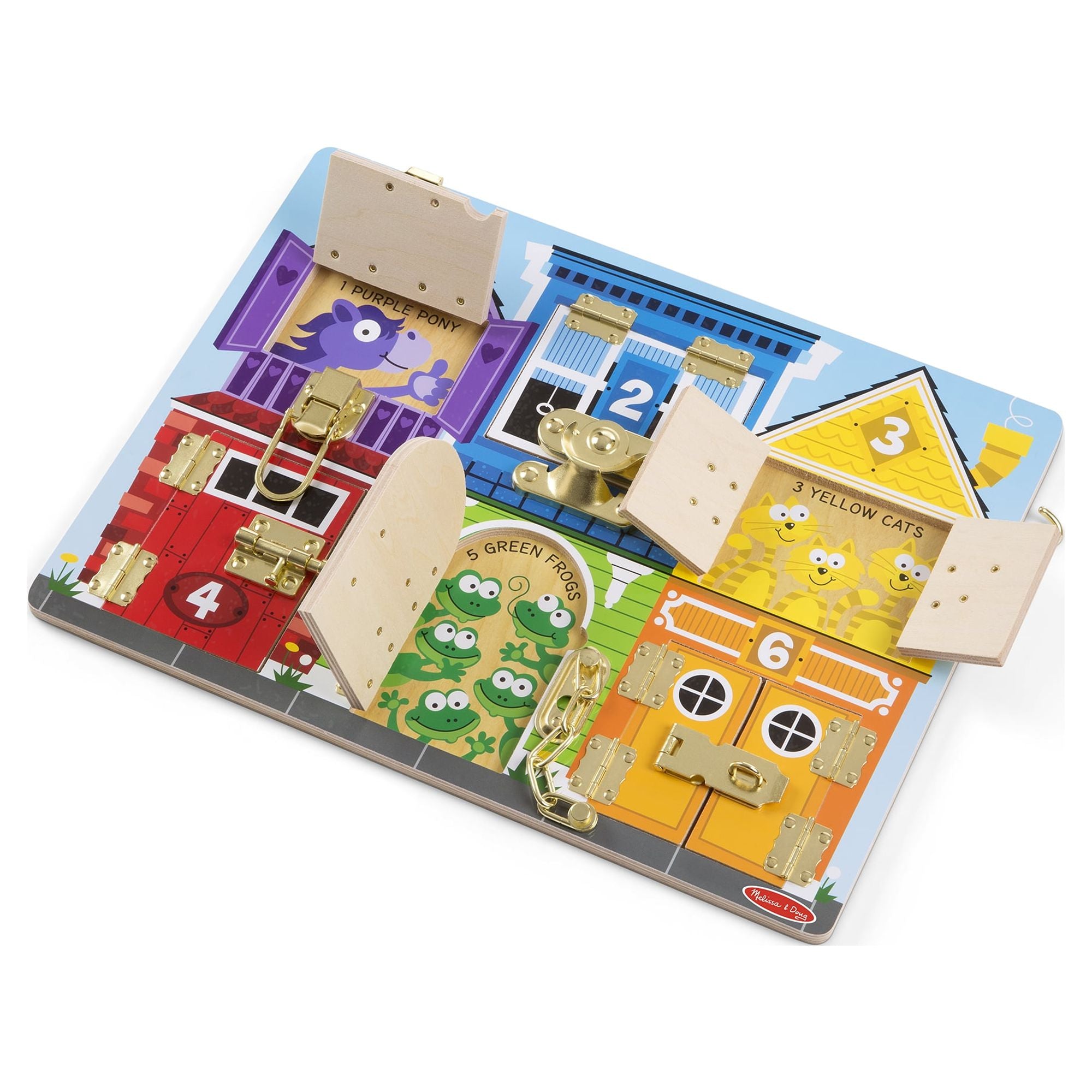 Melissa & Doug Latches Wooden Activity Board with numbered doors
