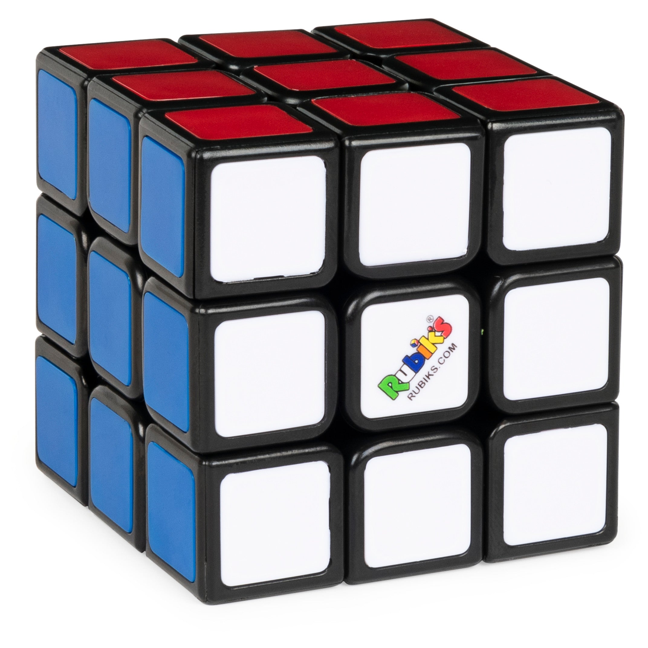 Front view of the original Rubik’s Cube 3x3 color-matching puzzle
