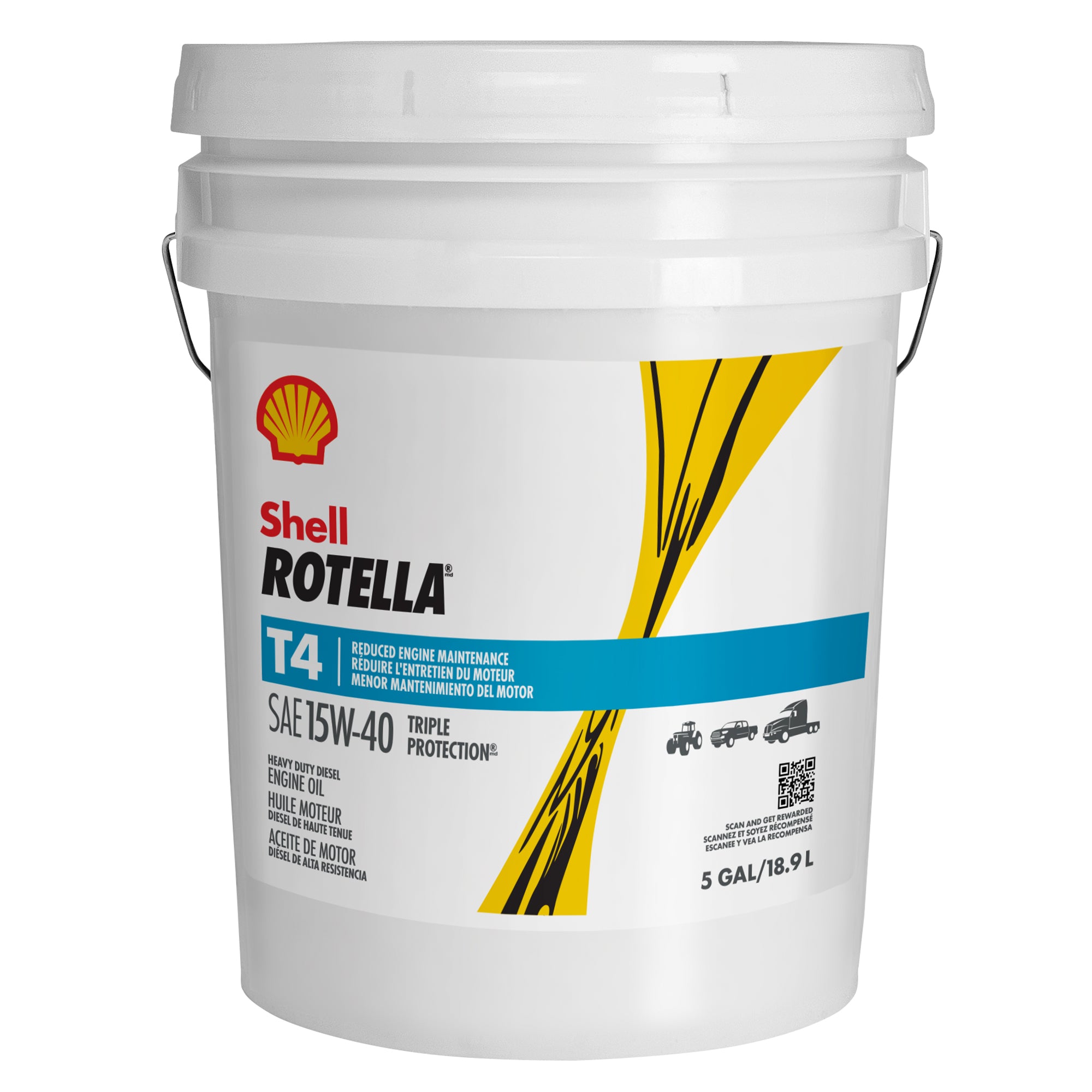 Shell Rotella T4 Triple Protection 15W-40 Diesel Engine Oil 5 Gallon
