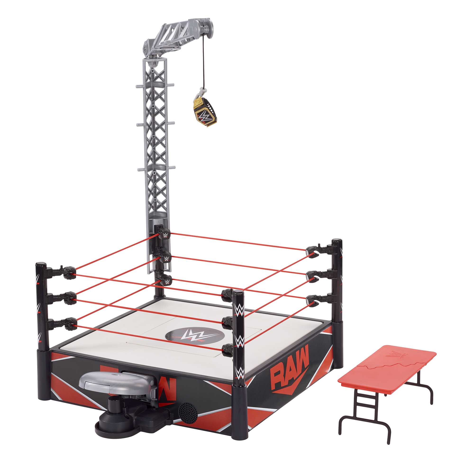 WWE Wrekkin' Kickout Ring playset with randomized pinfall and accessories.
