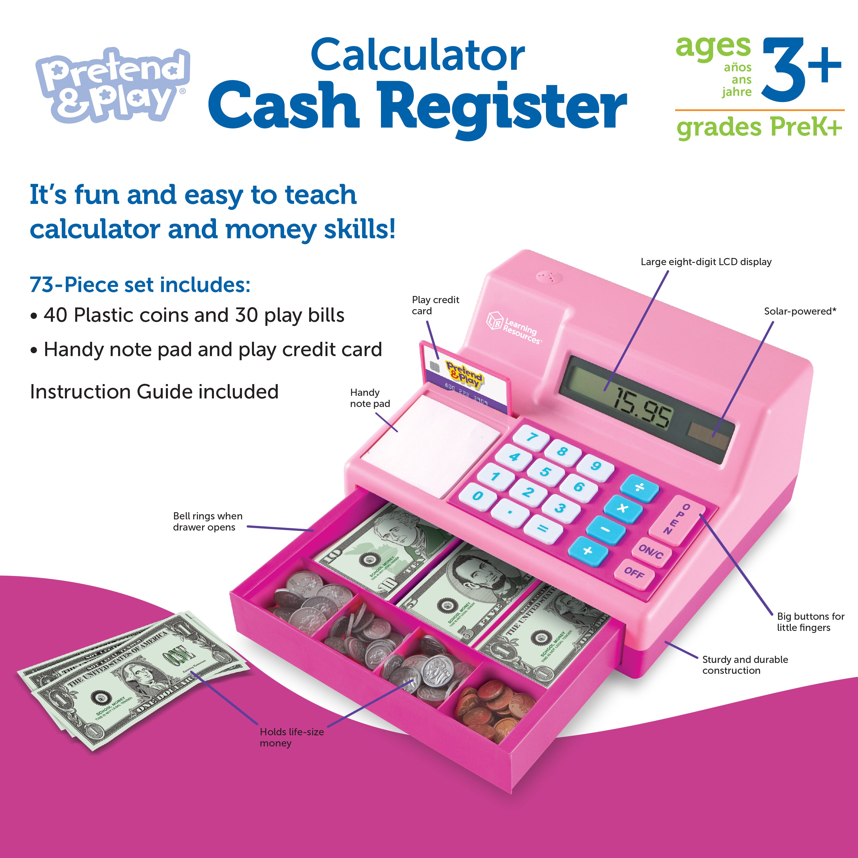 Solar-powered cash register with eco-friendly design.
