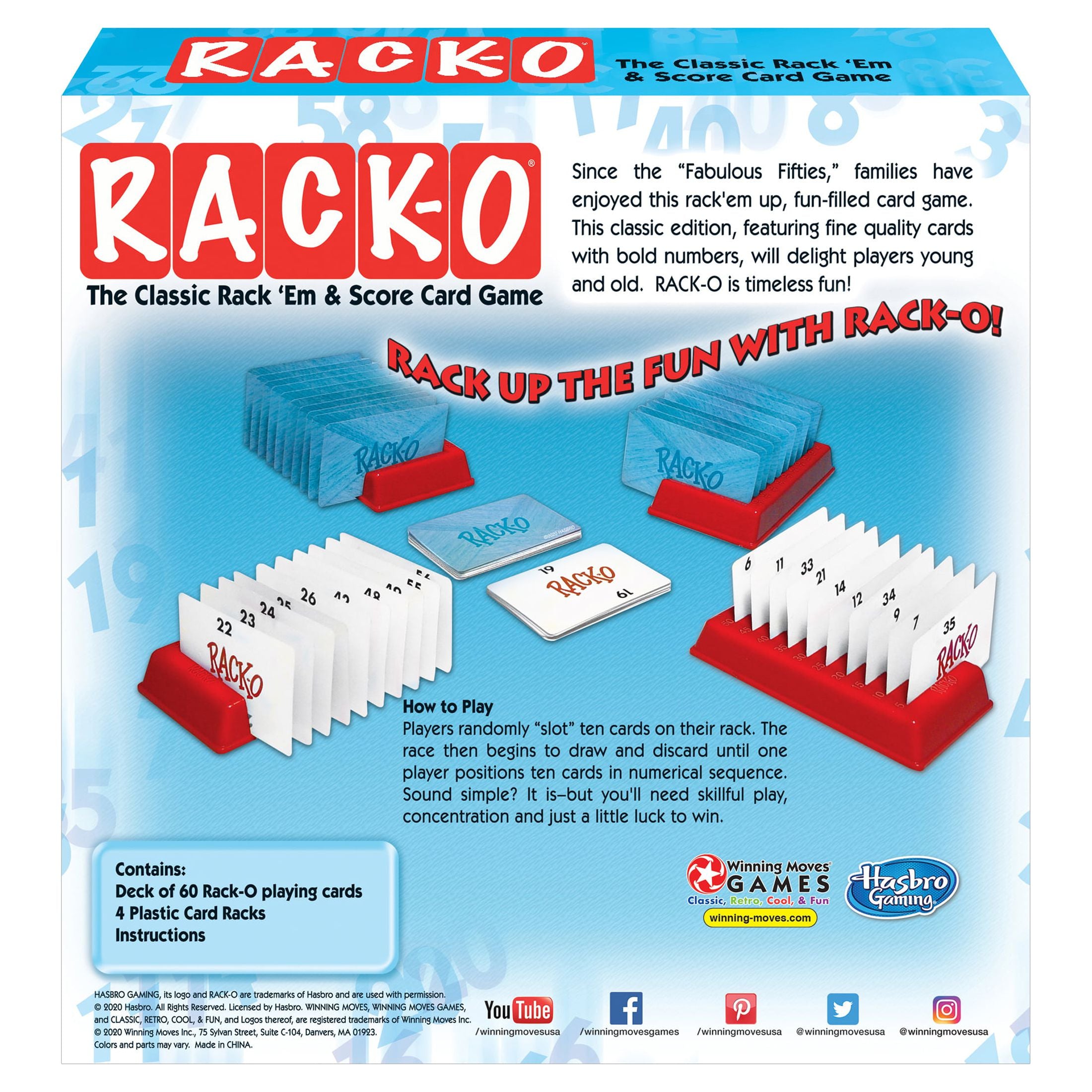 Close-up of Rack-O numbered cards and racks