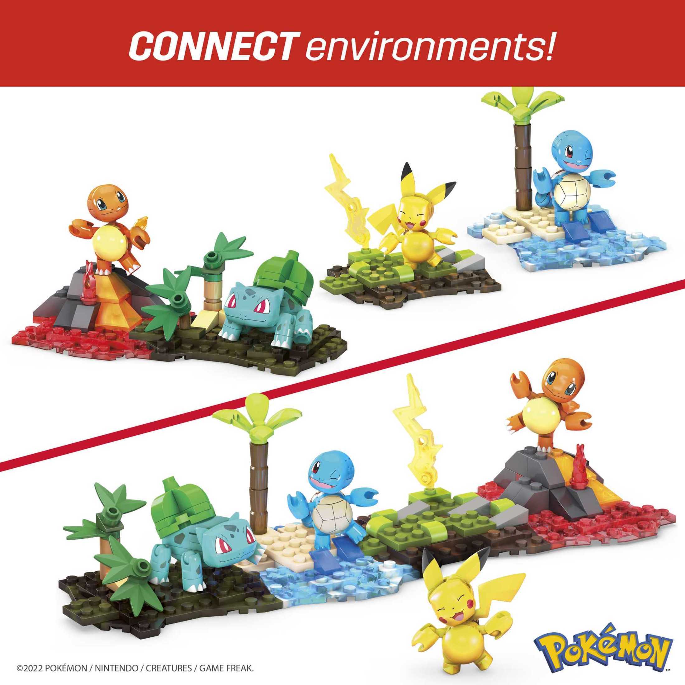 Bulbasaur displayed with its nature-themed environment stand
