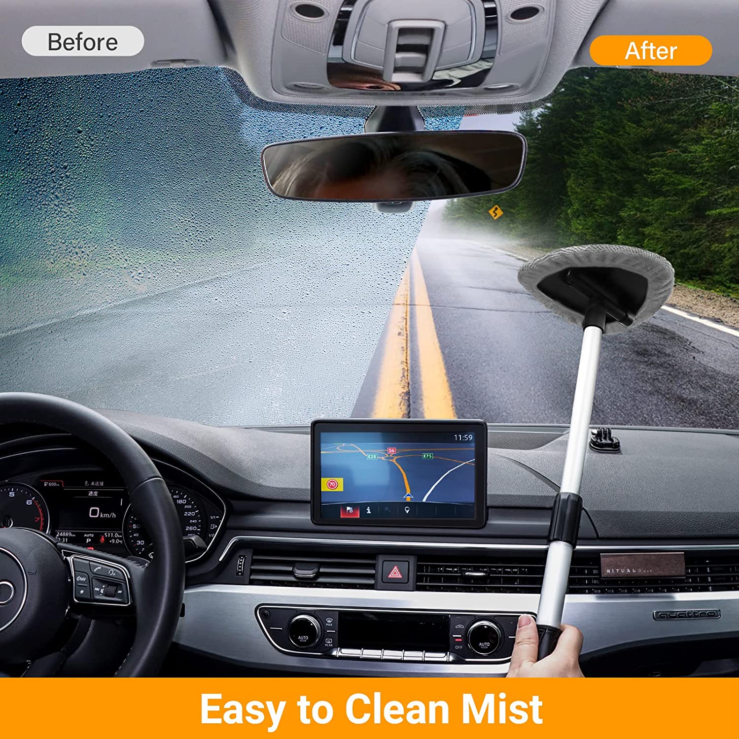 Versatile window cleaner for cars, TVs, and glass surfaces
