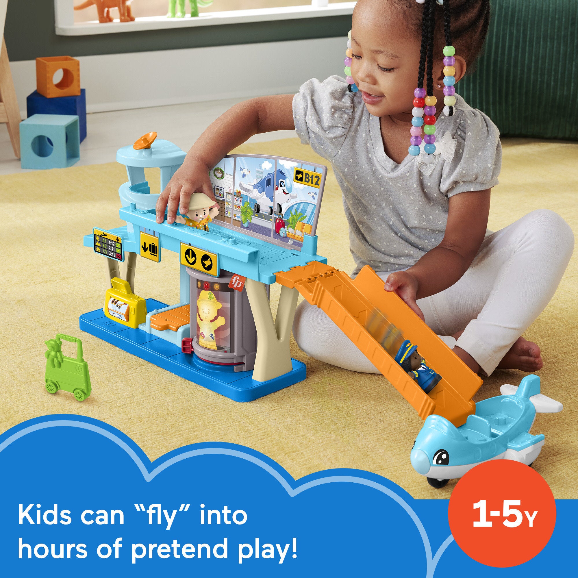 Airplane and figures included in the Fisher-Price playset
